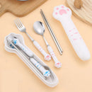 GobekUsa Kawaii Cat Claw Cutlery Set for Kids - Portable Outdoor Tableware Kit