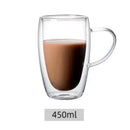 GobekUsa Double Wall High Borosilicate Glass Mug with Handle, Heat Resistant Coffee Cup