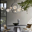 GobekUsa Black Ring LED Pendant Light with Glass Lampshade for Dining Room and Kitchen