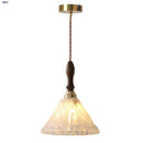 GobekUsa LED Pendant Light: Japan Style White Glass, Copper Socket, Walnut Wood Lamp