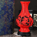 GobekUsa 10-inch Red Lacquerware Flower Auspicious Vase