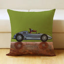 GobekUsa Cartoon Dog Car Drive Pillow Cover 45x45cm Linen Sofa Home Decor