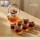 GobekUsa Glass Teapot Set with Wooden Handle and Cover