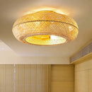 GobekUsa Bamboo Ceiling Fan with Lights Remote Control 50cm Retractable Silent Blades