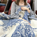 GobekUsa Cozy Chinese Ink Knit Blanket for All Seasons - Soft Sofa and Bed Cover