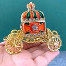 GobekUsa Enamel Crown Jewelry Box Carriage Figurine Wedding Ring Holder Shrine Home Decor