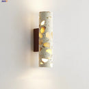GobekUsa LED Wall Sconce Modern Nordic Wood Canopy Terrazzo Bathroom Mirror Light