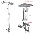 GobekUsa Black Stainless Steel Shower Faucet Set with Waterfall Outlet - Chrome Bathtub Tap