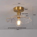 GobekUsa Clear Glass LED Ceiling Light Fixture Modern Nordic Copper Knob Switch Lamp