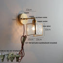 GobekUsa Japanese Style LED Wall Light Clear Glass Pull Chain Switch Bedside Lamp