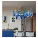 GobekUsa Blue Crystal Chandelier: Luxe Living Room LED Lighting