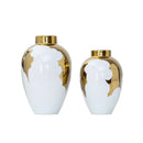 GobekUsa Gold & White Ceramic Vase for Stylish Home Décor and Flower Display