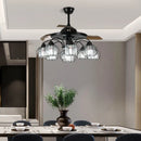 GobekUsa Black Crystal LED Ceiling Fan Chandelier, 6/9 Heads, Remote Control, Reverse Motor