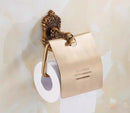 GobekUsa Bronze Carved Bath Accessories Set: Shelf, Towel Rack, Paper Holder, Toilet Brush Holder