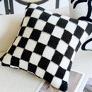 GobekUsa Houndstooth Cushion Cover 30x50cm Black and White Bow Waist Pillow Case