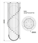 GobekUsa Elegant Crystal Chandeliers for High Ceiling Living Room Foyer Staircase Lighting