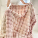 GobekUsa Gradient Pink Double Layer Faux Fur Winter Blanket