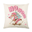 GobekUsa Christmas Santa Claus Linen Pillowcase - Sofa Cushion Cover, Decorative Living Room Pillow Cover