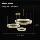 GobekUsa Crystal LED Ring Chandelier - Luxury Villa Stair Pendant Fixture