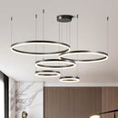 GobekUsa Brushed Rings LED Pendant Chandelier in Gold Coffee Color