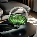 GobekUsa Crystal Handle Fruit Basket Glass Tray for Coffee Table, Elegant Living Room Decor