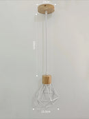 Vintage Black Wood and Iron Cage Pendant Light