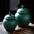 GobekUsa Green Ceramic Tea Caddy Jar: Airtight Porcelain Storage Container, Kitchen Decoration Bottle