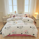 GobekUsa Children Cartoon Print Bedding Set, Double-Layer Yarn Quilt Cover, Cozy Bedroom Decor