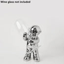 GobekUsa Astronaut Ceramic Wine Rack: Handmade Bar Accessories, Animal Sculpture Figurine