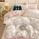 GobekUsa Cartoon Heart Plant Floral Print 3Pcs Set (Duvet Cover + Pillowcases)