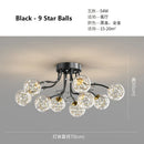 GobekUsa Glass Bubble Ball LED Ceiling Light in Black Gold Crystal for Bedroom & Living Room