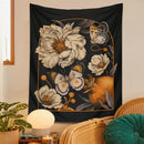 GobekUsa Butterfly Flower Tapestry Wall Hanging - Bohemian Botanical Celestial Floral Decor