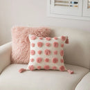 GobekUsa Geometric Embroidered Loop Tufted Throw Pillow Covers - Pink Tufted Cushion Cover