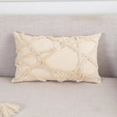 GobekUsa Boho Tufted Beige White Tassel Pillow Cover Home Decor Square Beaded Case