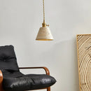 GobekUsa LED Knob Switch Pendant Lamp Yellow Travertine Copper Wabi Sabi Hanging Lights