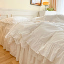 GobekUsa Korean Princess Style Double Ruffle Bedding Set for Queen King Bed