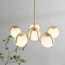 GobekUsa Bean Glass Pendant Light, red & cream, Minimalist Nordic Chandelier for Living Room, Bedroom, Dining & Study