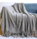 GobekUsa Geometric Knit Sofa Blanket with Tassels