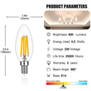 GobekUsa 6.5W Candle Flame Effect LED Bulb - High Lumens, Dimmable Edison Filament Light