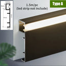 GobekUsa Black Aluminium LED Profile for Recessed Skirting with Silicone Cover