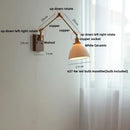 GobekUsa Ceramic Ball Brass Walnut Wood Wall Light with Pull Chain Switch