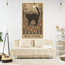 GobekUsa Cat Tapestry Wall Hanging Tarot Black White Psychedelic Love Star Home Decor
