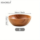 GobekUsa Acacia Wooden Salad Bowl - Anti-scalding Wooden Bowl for Fruit, Vegetables, and Ice Cream