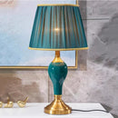 GobekUsa Green Ceramic Table Lamp with European Cloth Cover for Modern Living Room and Bedroom