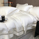 GobekUsa Eucalyptus Lyocell Luxury Bedding Set in White Champagne Grey Pink