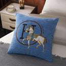 GobekUsa Horse Embroidered Jacquard Chenille Pillow Cover 45*45cm Home Decor Office Sofa