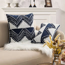 GobekUsa Geometric Embroidered Cushion Cover with Tufted Tassels for Sofa and Bedroom