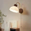 GobekUsa LED Wall Sconce Pull Chain Switch Modern Stair Lights Glass Wood
