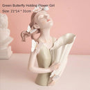 GobekUsa Decorative Butterfly Girl Sculptures Resin Flower Vase Ornaments
