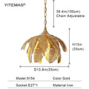 GobekUsa Gold Leaves Chandelier Small Pendant Lighting for Kitchen Island Hallway E27 Socket